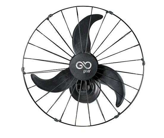 VENTILADOR OSCILANTE PAREDE 60 CENTÍMETROS METAL BIVOLT 180W PRETO 3PÁS 3